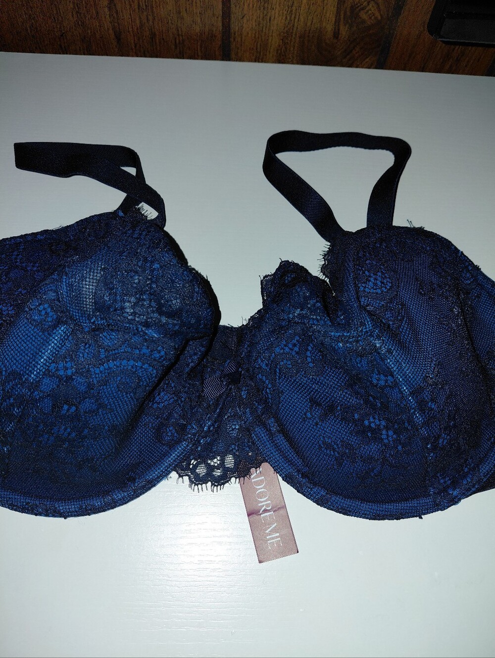 Adore Me Women's Navy Lace Underwire Bra